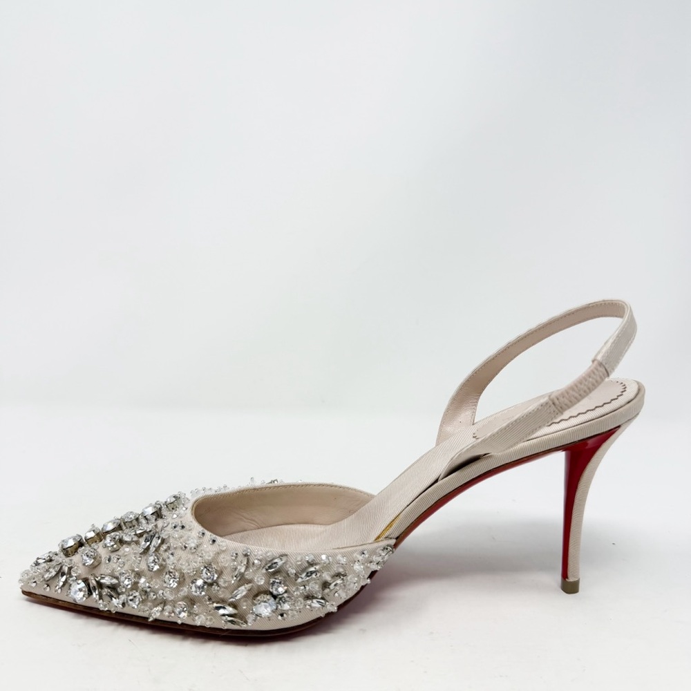 Christian Louboutin Queenissima Sling Crystal Slingback Heels Size 37 - Picture 9 of 14